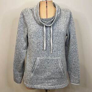 Eddie Bauer Grey Cowl Neck Sweater with Front Pocket - Size Medium